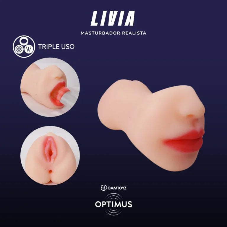 Masturbador Realista Livia Optimus CAMTOYZ – Doble Entrada Vaginal y Oral