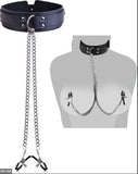 Collar En Cuero Con Pezoneras Sado Bdsm - manzana erótika